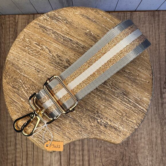 Crossbody Bag Strap Gold Gray Purse Strap Striped Guitar Bag Strap NEW! - Picture 2 of 5